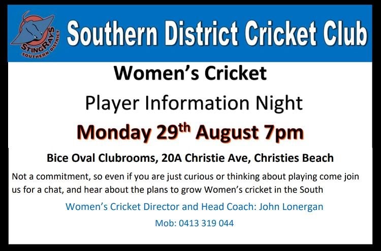 Woman's Cricket Information Night Woman's Cricket Information Night